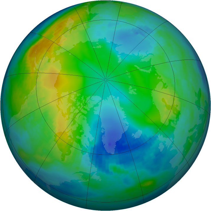Arctic ozone map for 19 November 1988